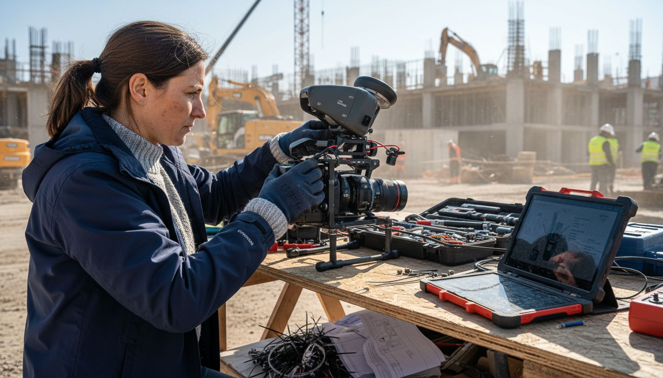 Un ingegnere alle prese con la configurazione della telecamera e dei sensori di un drone.