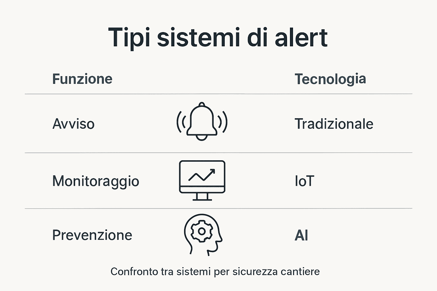 Infografica sui sistemi di segnalazione e allerta nei cantieri