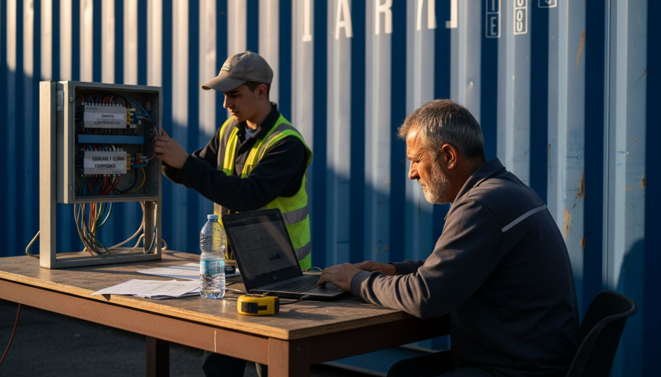 Gli operai coordinano la gestione dell’energia all’interno del cantiere, ottimizzando i processi di lavoro.