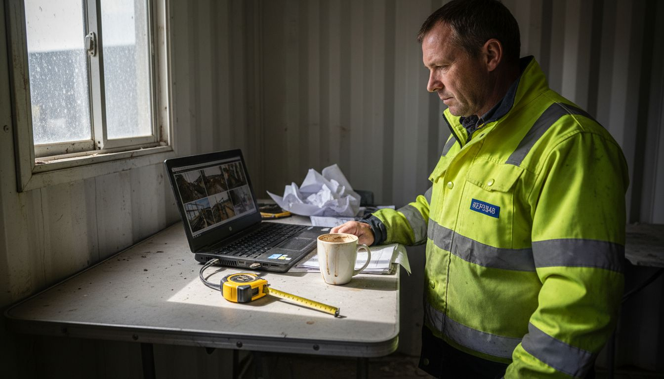 Il responsabile analizza le immagini timelapse direttamente dal laptop, all’interno del container.