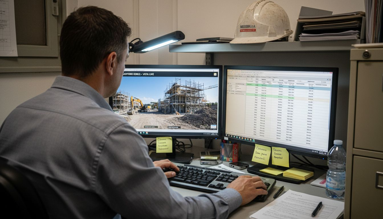 L’ingegnere segue l’andamento del cantiere direttamente dall’ufficio grazie al monitoraggio da remoto.