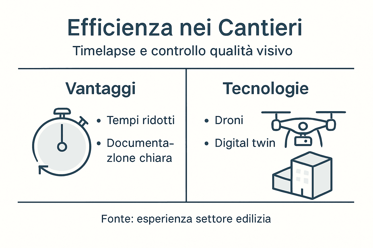 Infografica: tutti i vantaggi e l’efficienza del timelapse nei cantieri