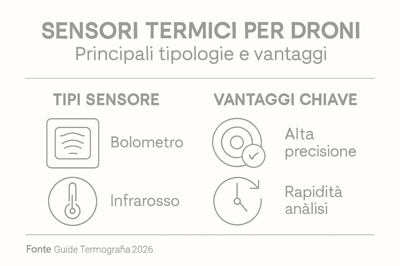 Infografica comparativa sui sensori termici per droni