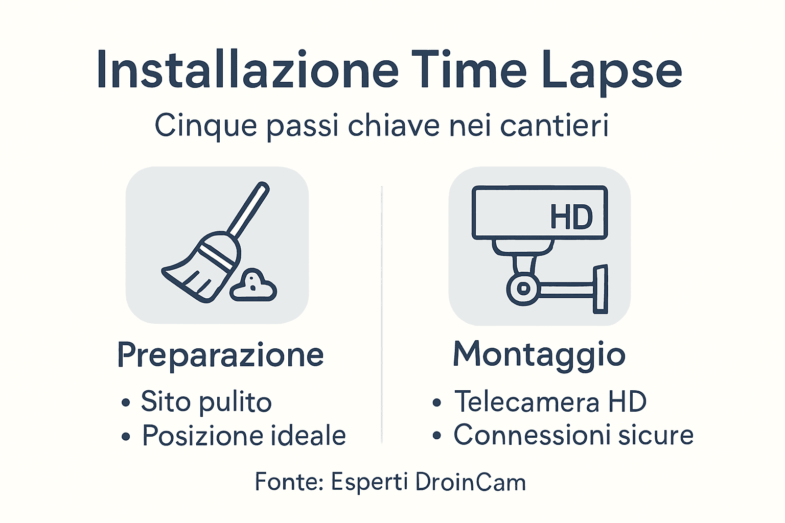 Infografica sul processo di realizzazione del cantiere in time lapse