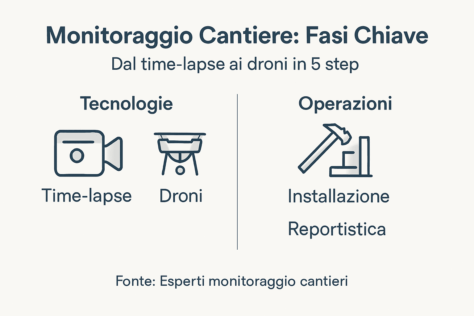 Infografica sulle principali fasi del controllo di un cantiere