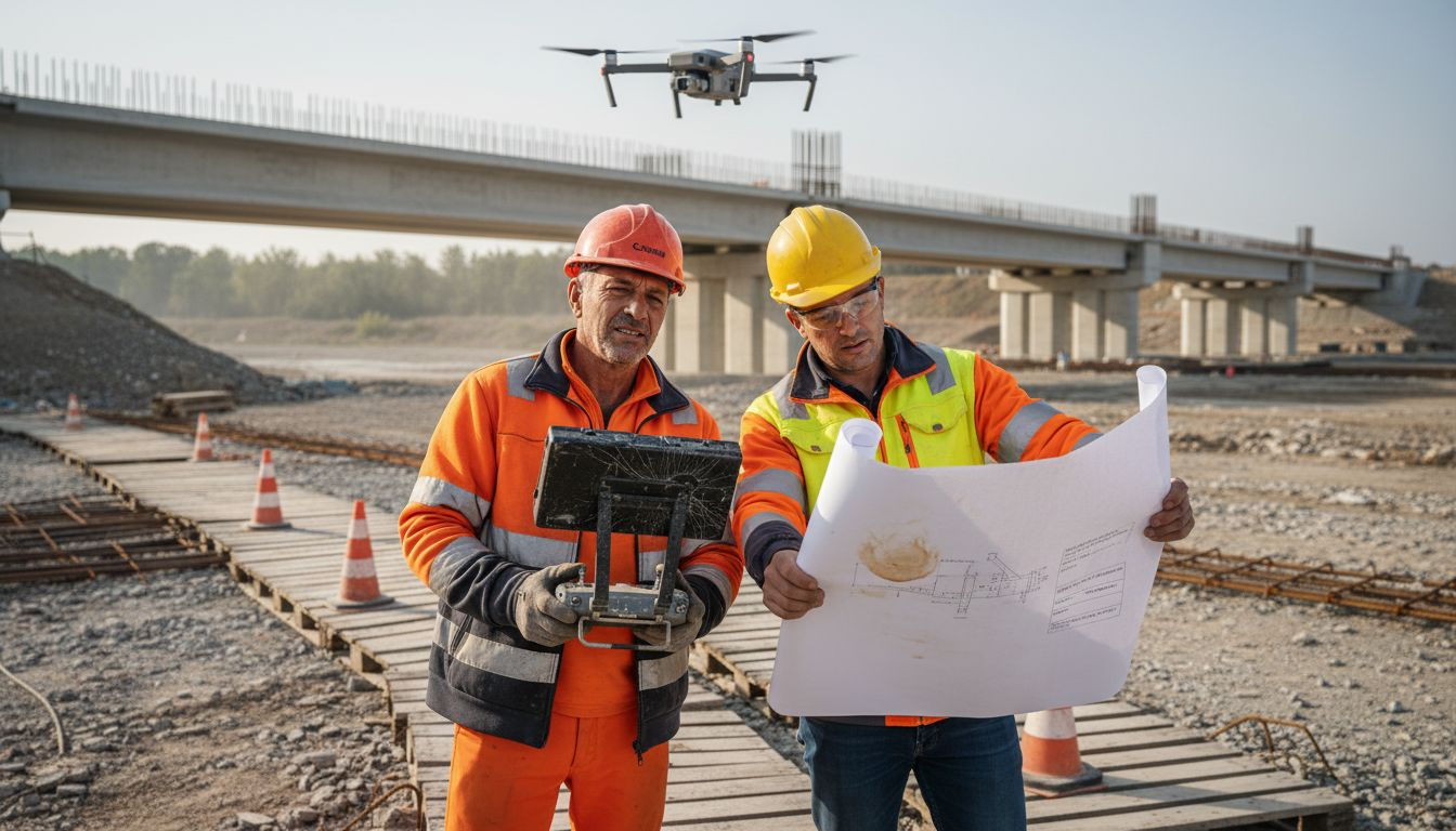 Gli operai tengono sotto controllo il cantiere grazie all’utilizzo di un drone.