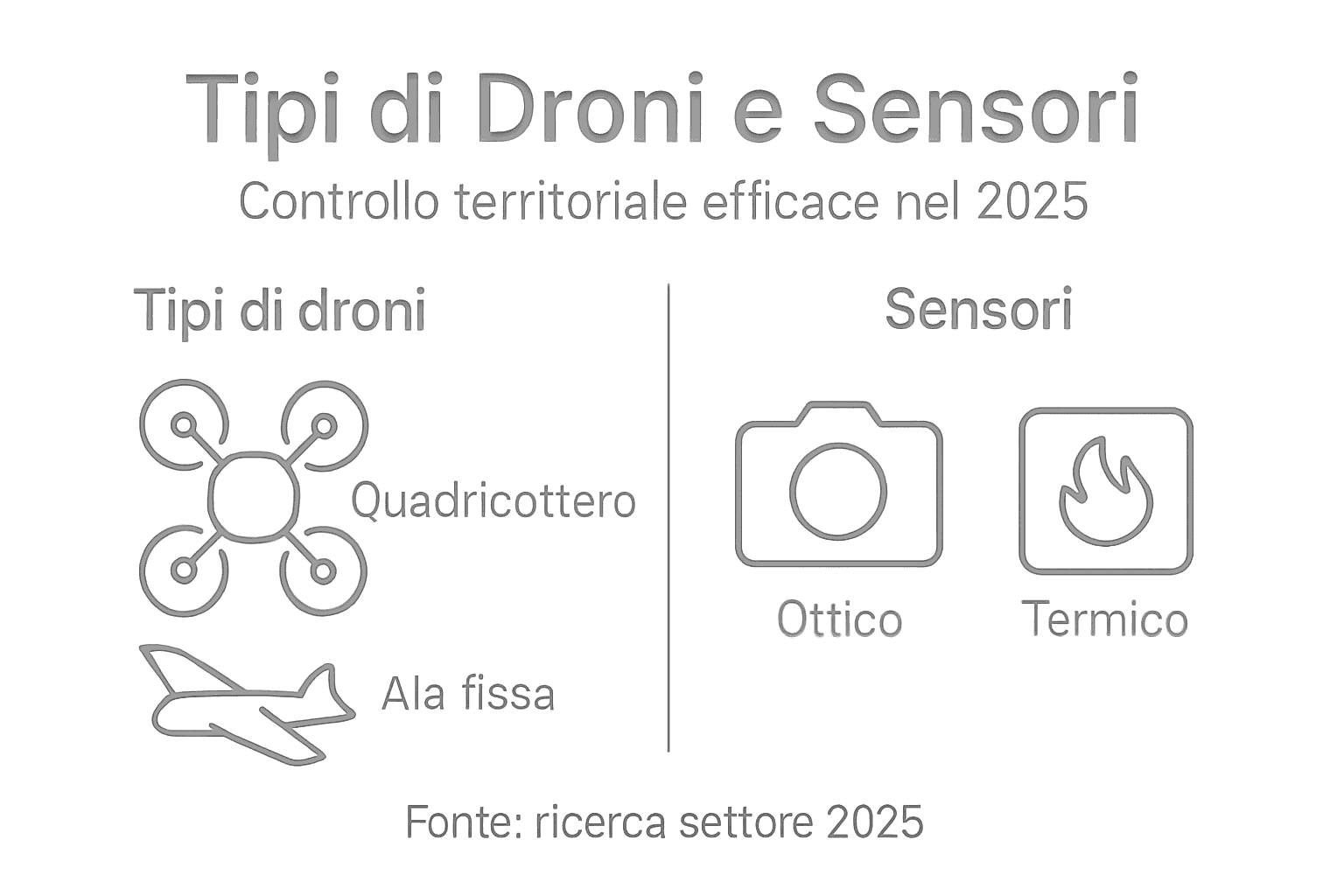 Guida visiva ai principali tipi di droni professionali e ai loro sensori