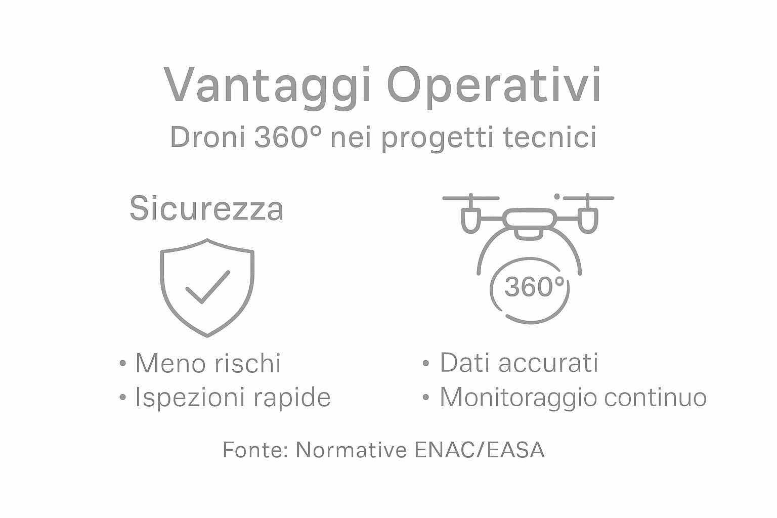 Infografica vantaggi operativi droni 360° industriali
