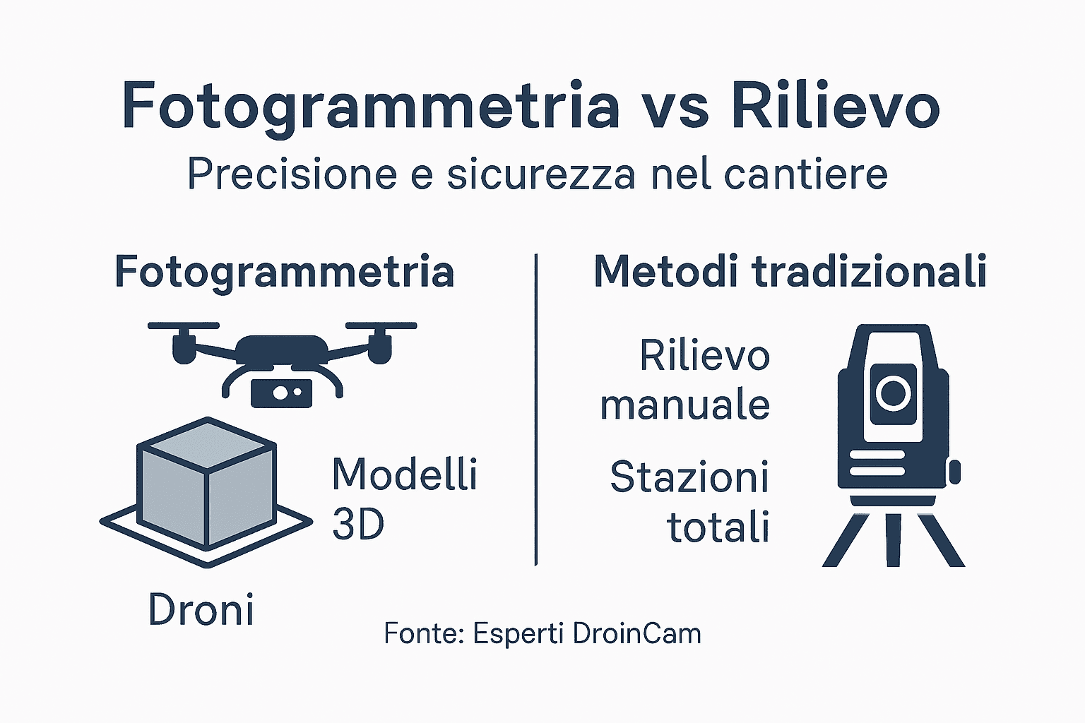 Infografica: confronto tra fotogrammetria e rilievo tradizionale