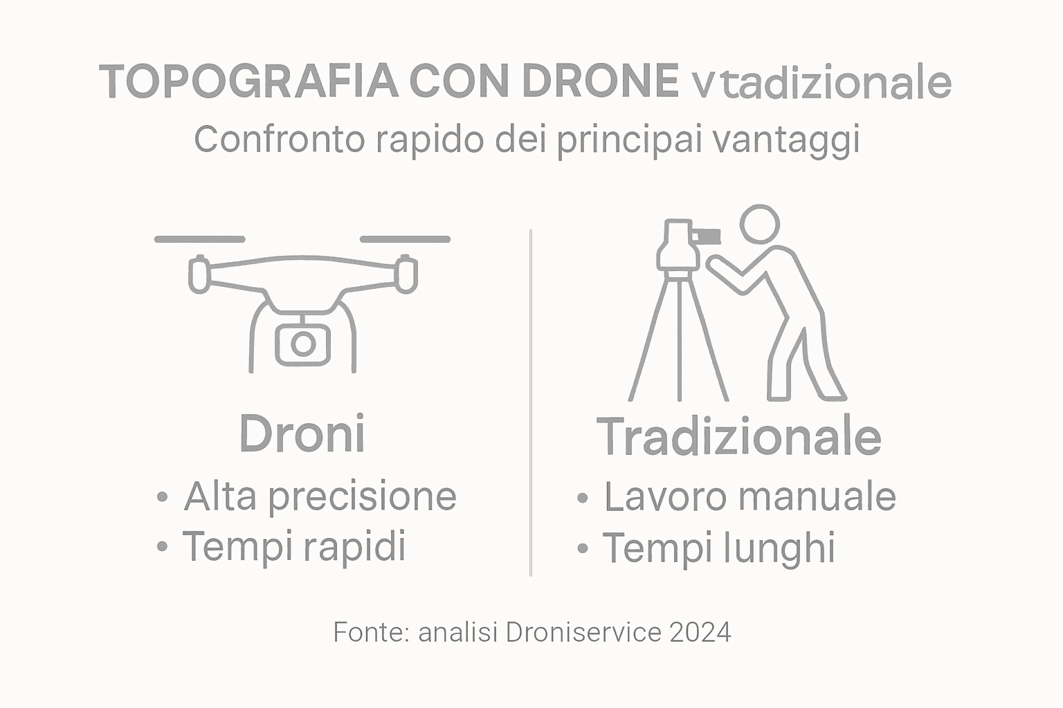 Infografica: confronto tra rilievi topografici con drone e metodi tradizionali