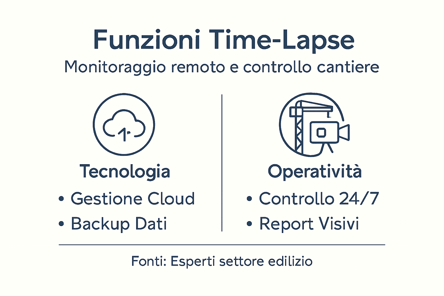 Infografica: tutte le funzionalità avanzate del time-lapse per il monitoraggio dei cantieri