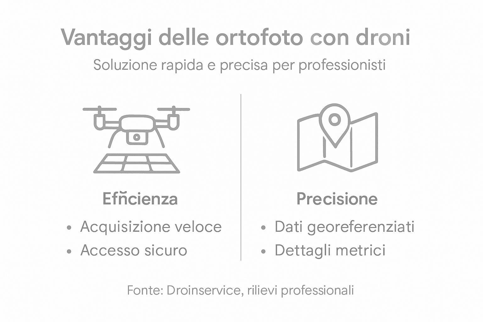 Infografica: tutti i vantaggi delle ortofoto realizzate con i droni