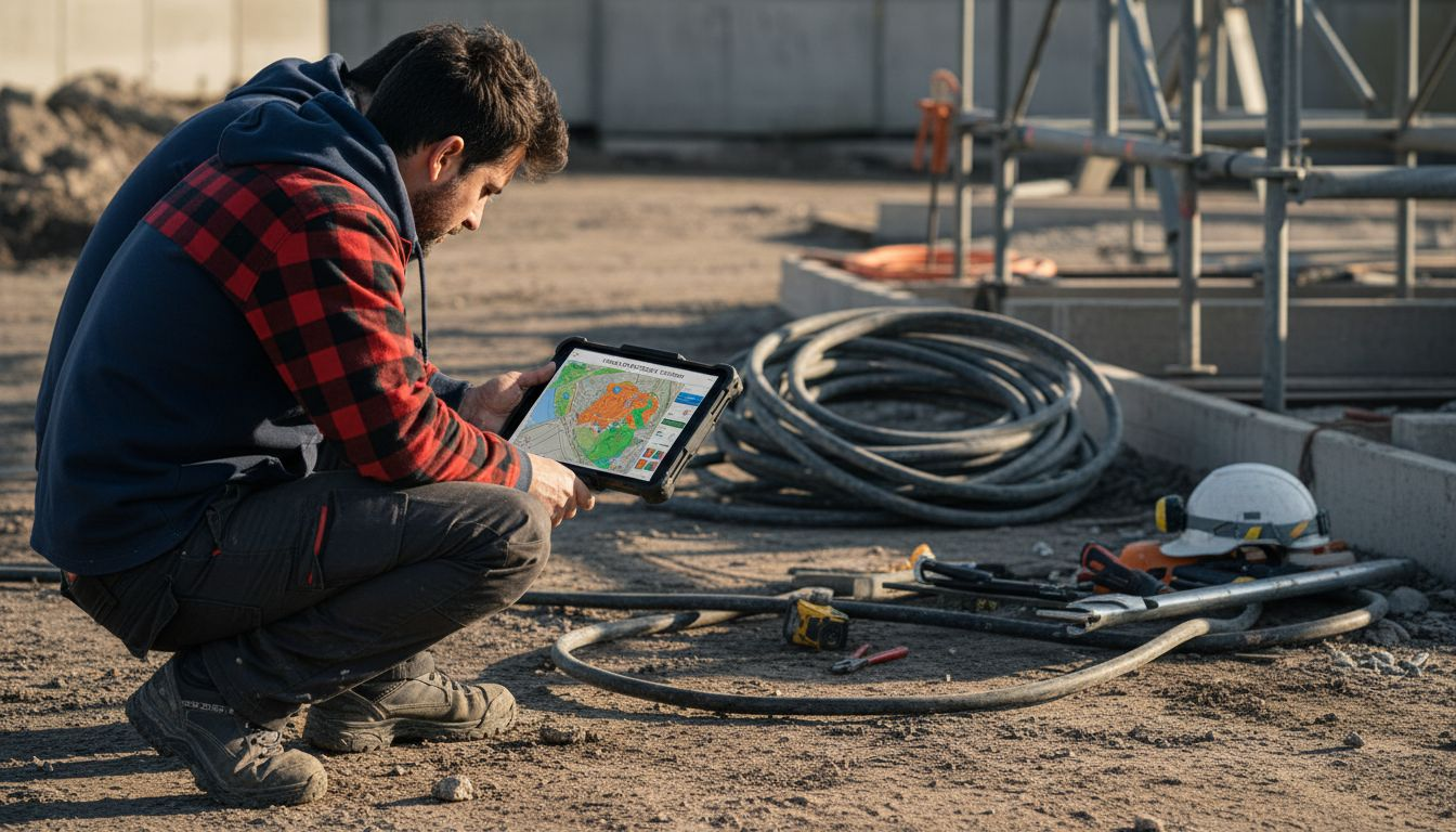 Gli esperti stanno analizzando la mappa tridimensionale per valutare le condizioni di sicurezza del cantiere.