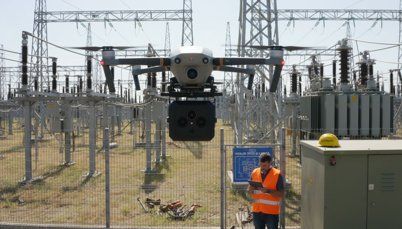 Ispezione di una cabina elettrica con drone dotato di tecnologia lidar