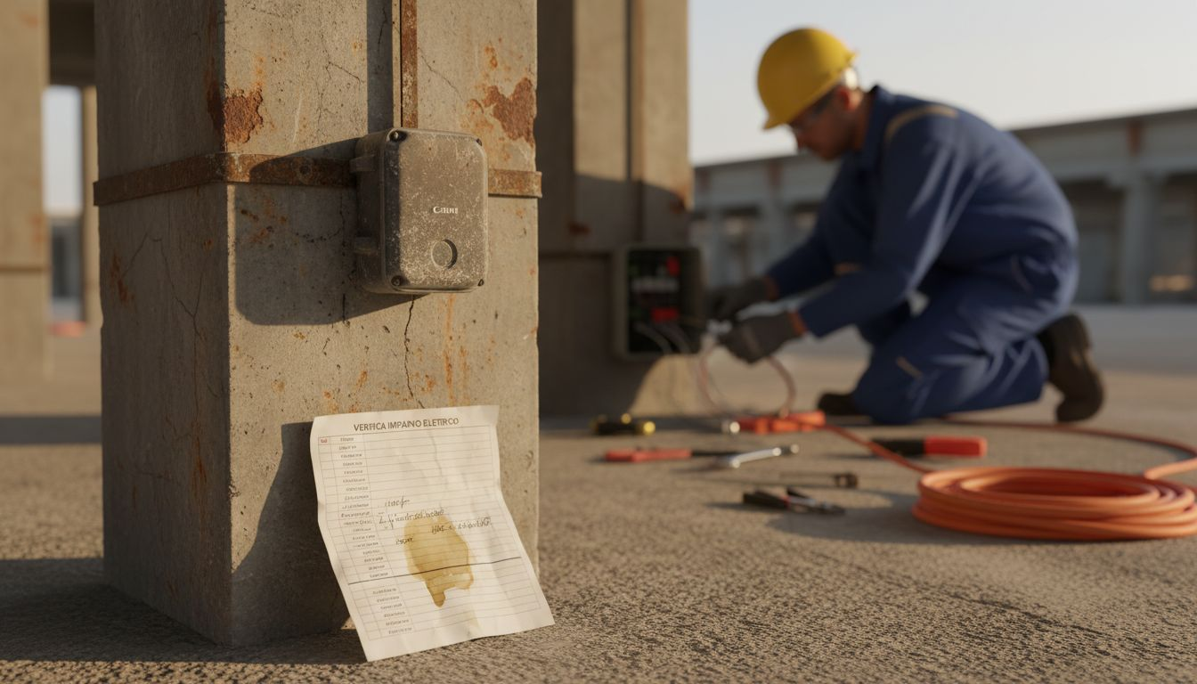 Sensore IoT installato su una trave del cantiere