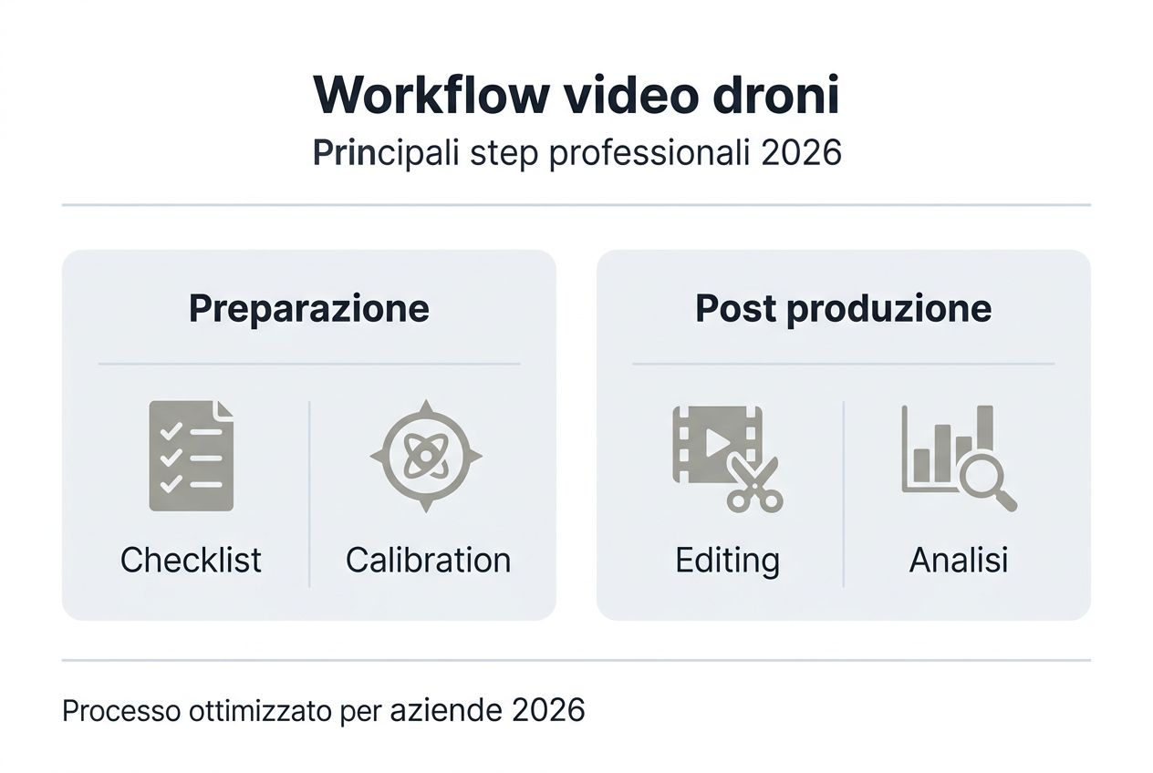 Infografica: le fasi fondamentali del workflow con i droni