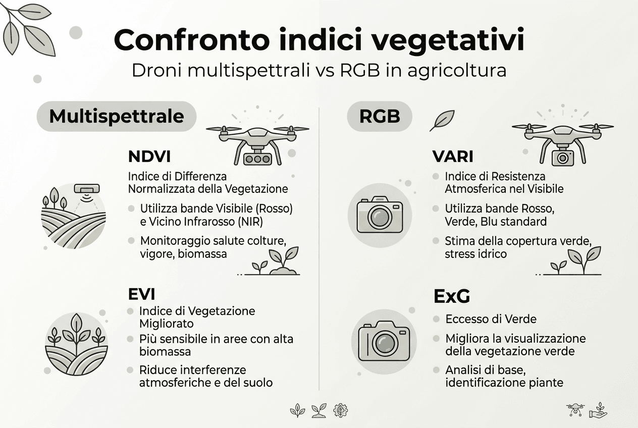 Infografica: confronto tra indici multispettrali e immagini RGB