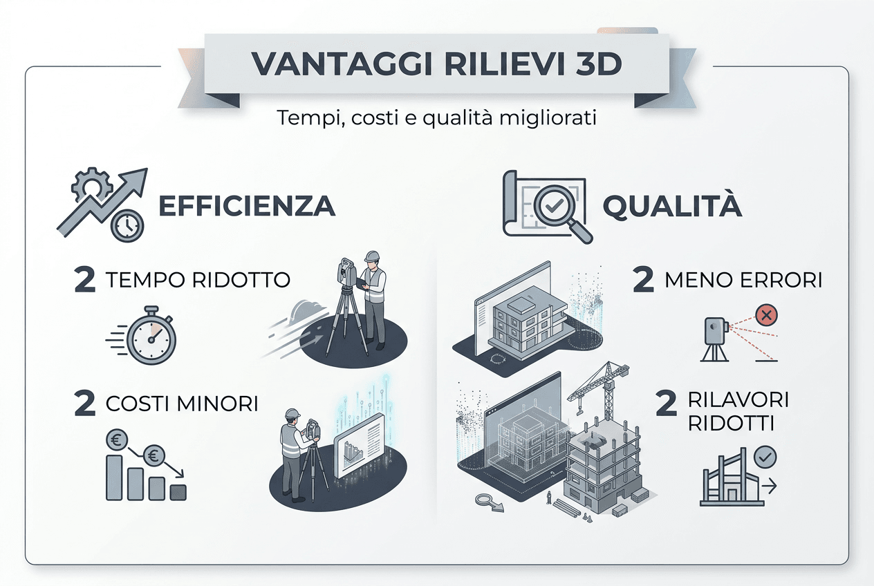 Infografica: tutti i vantaggi dei rilievi 3D nei cantieri