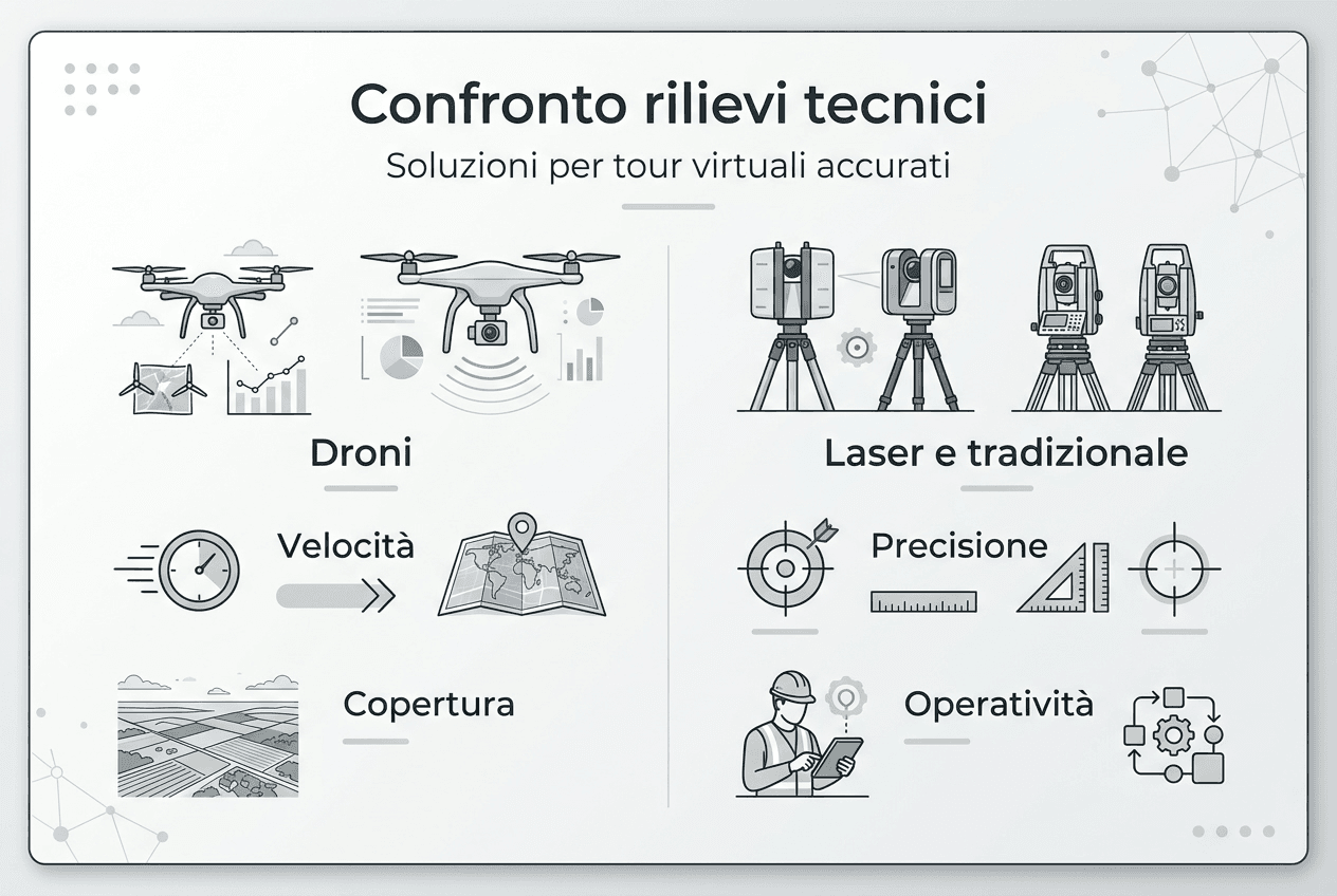 Infografica: differenze tra droni laser e sistemi tradizionali