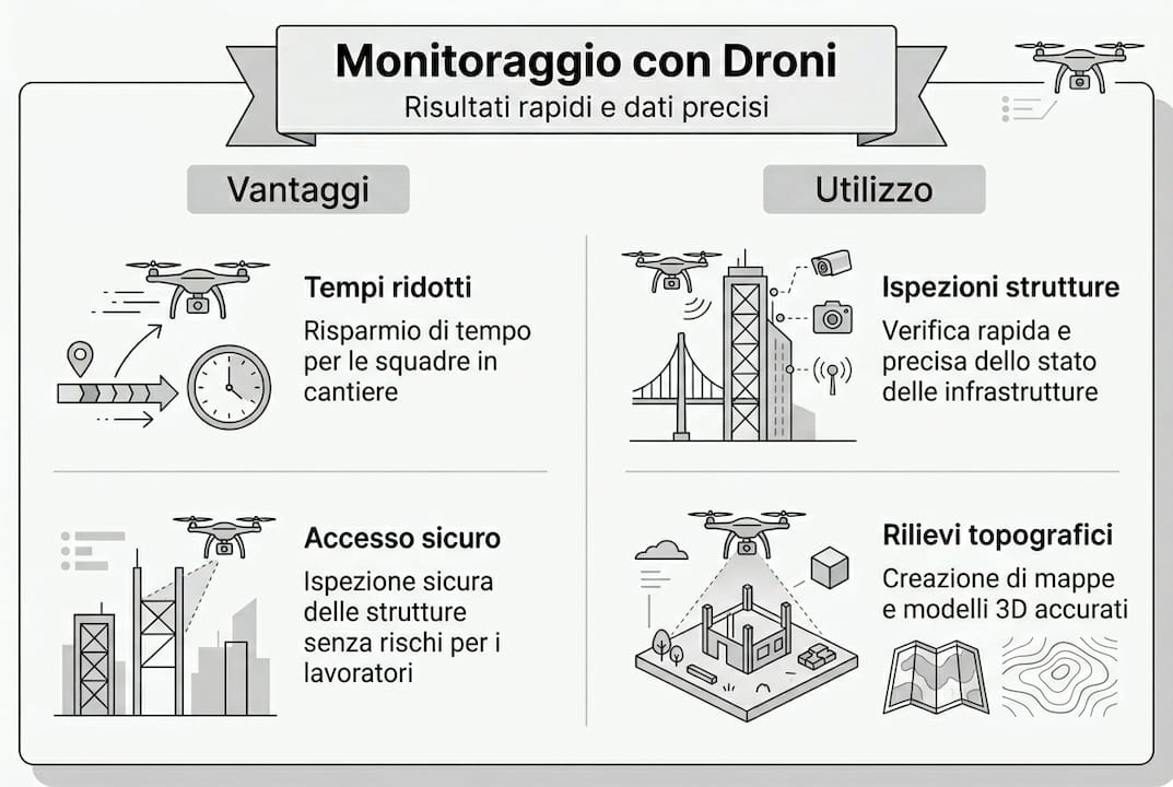 Infografica: tutti i vantaggi e le applicazioni pratiche dei droni per il monitoraggio