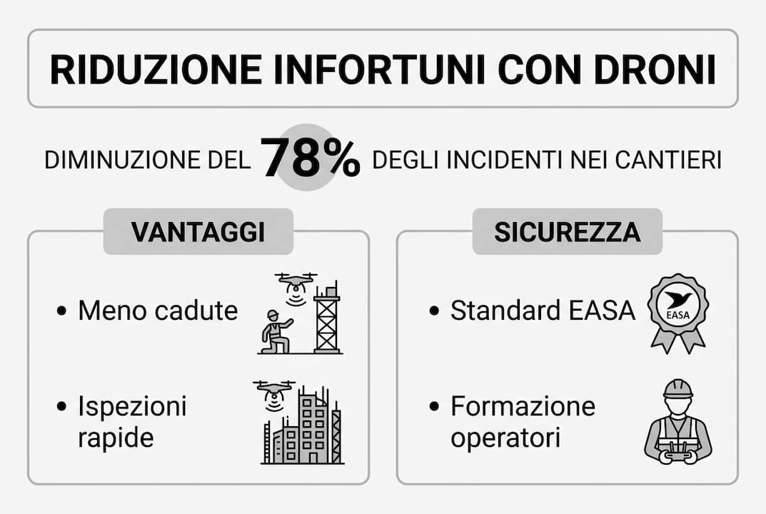 Guida visiva sulla sicurezza dei droni nei cantieri edili