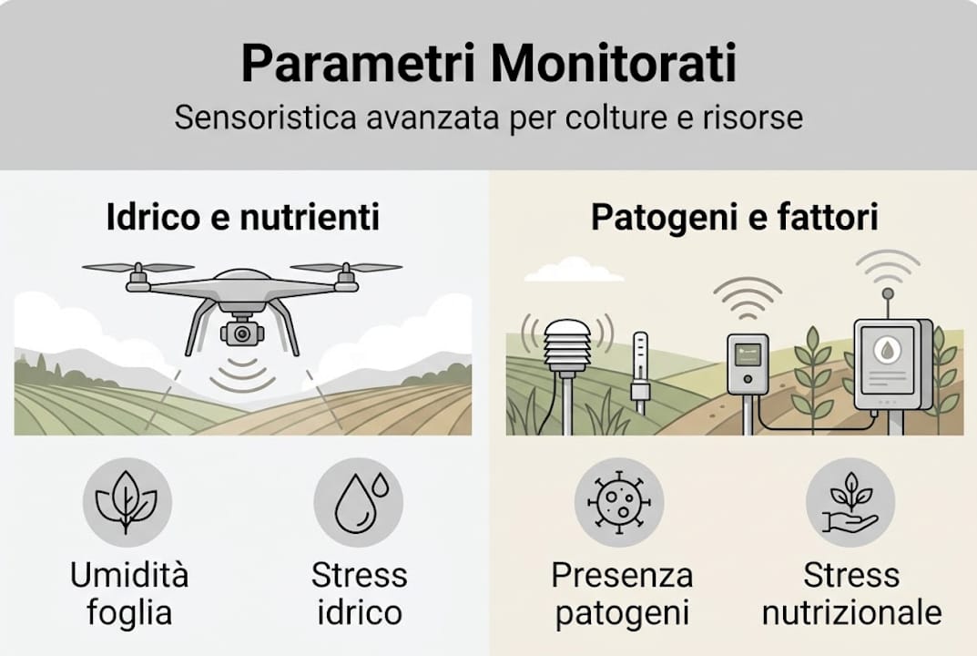 Infografica sui principali parametri monitorati in agricoltura