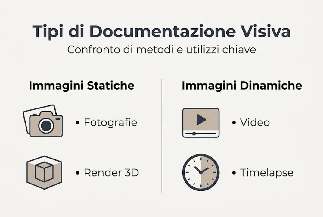 Infografica: le principali tipologie di documentazione visiva nel settore edile
