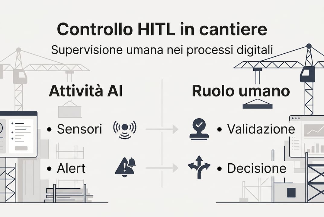 Schema del processo di controllo umano in cantiere (HITL)