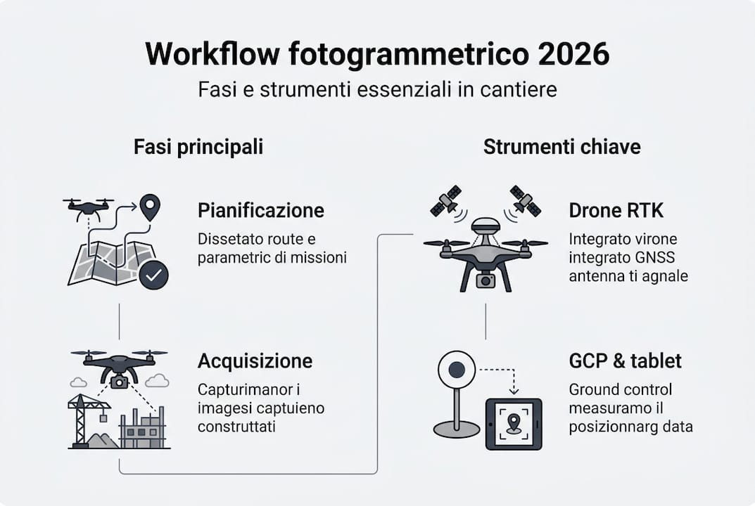 Infografica: passaggi chiave e strumenti essenziali del flusso di lavoro