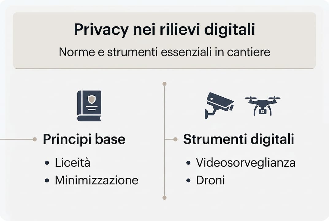 Infografica: principi fondamentali e strumenti pratici per la tutela della privacy in cantiere