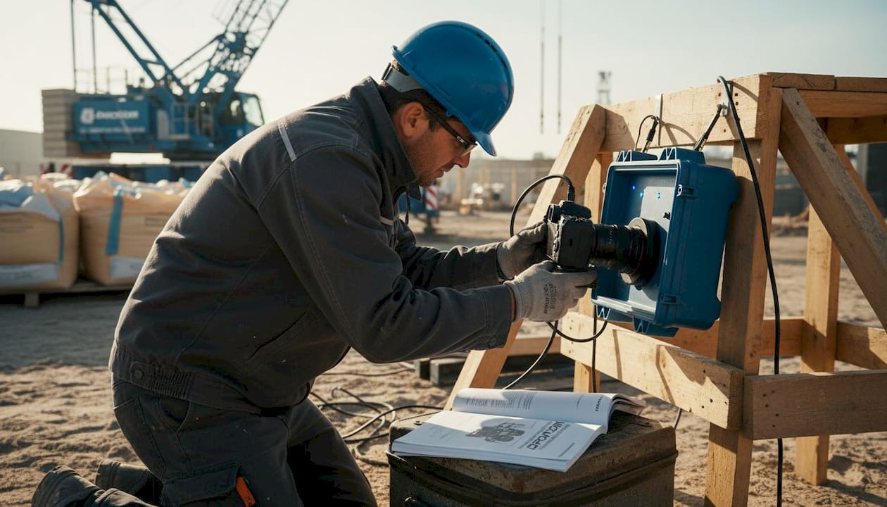 L’operatore collega la fotocamera al pannello di controllo.