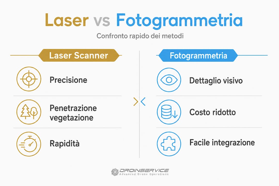 Infografica: confronto tra laser scanner e fotogrammetria