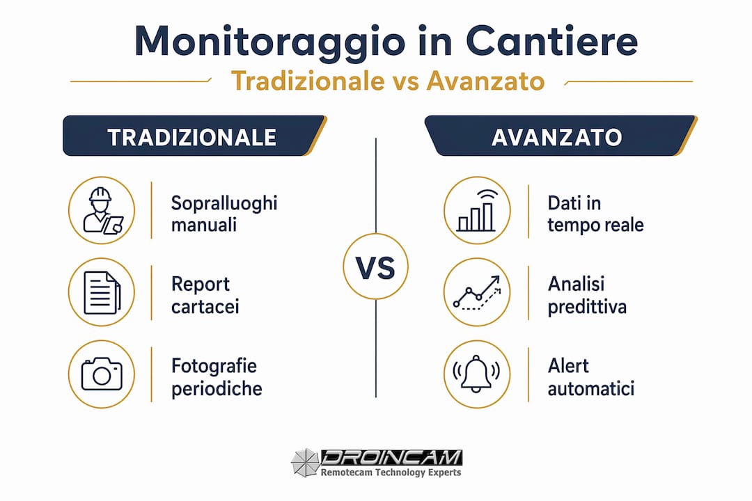 Grafica illustrativa: differenze tra monitoraggio tradizionale e monitoraggio innovativo