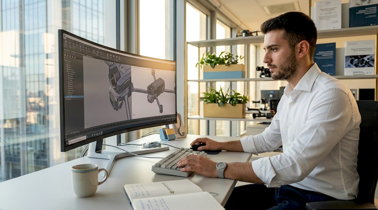 Un tecnico realizza un modello 3D al computer