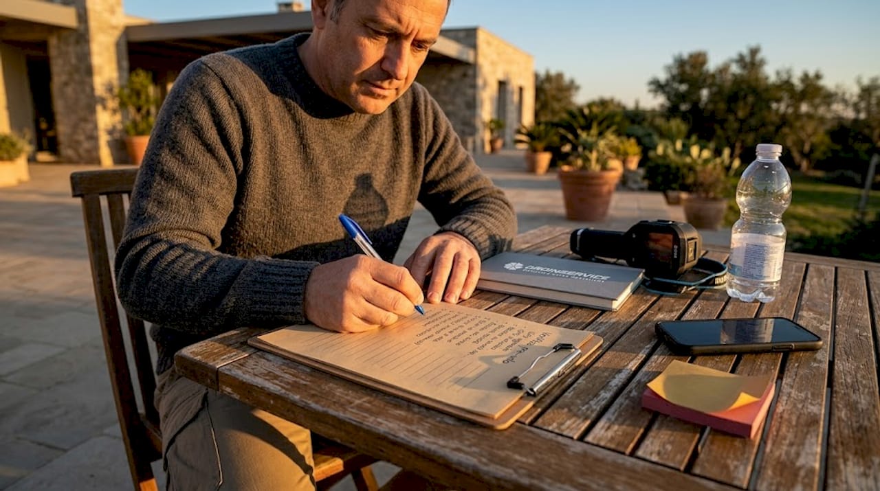 L’ingegnere sta predisponendo la lista di controllo per l’ispezione termografica.