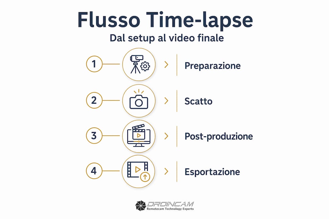 Infografica: il processo passo dopo passo in modalità time-lapse