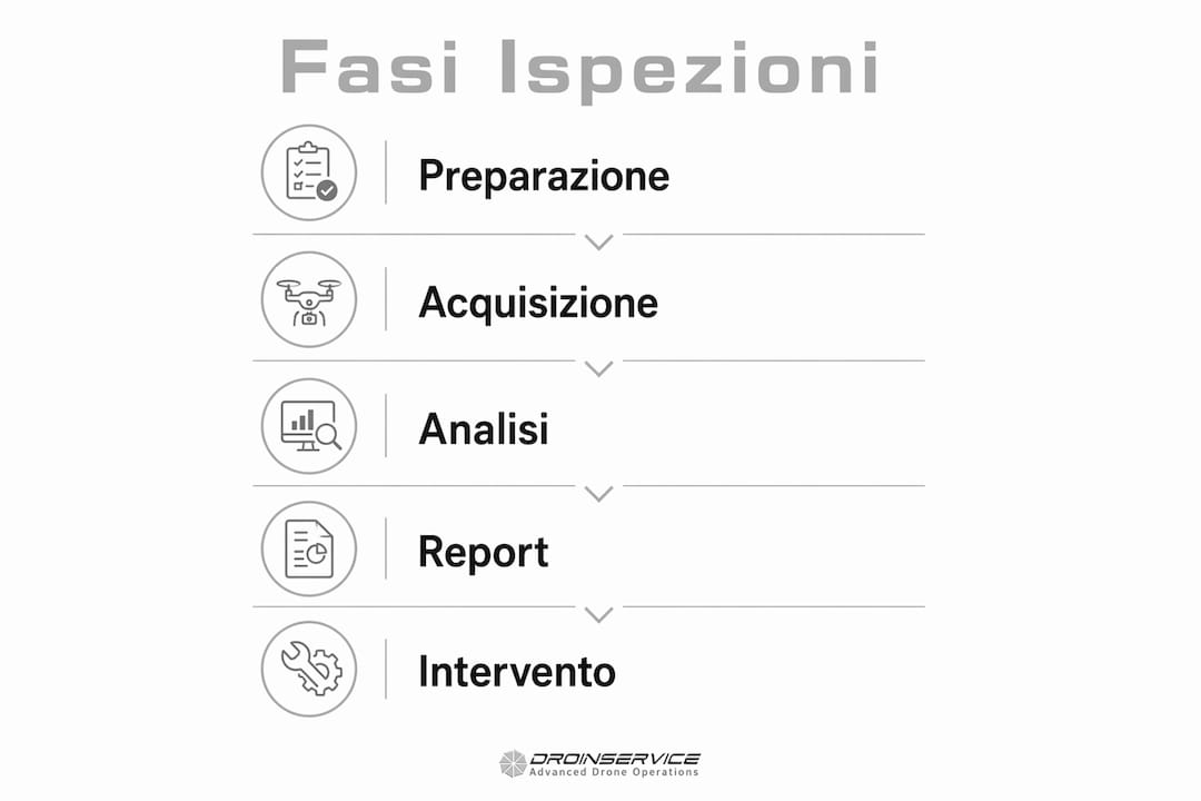 Infografica delle principali fasi di un’ispezione termografica