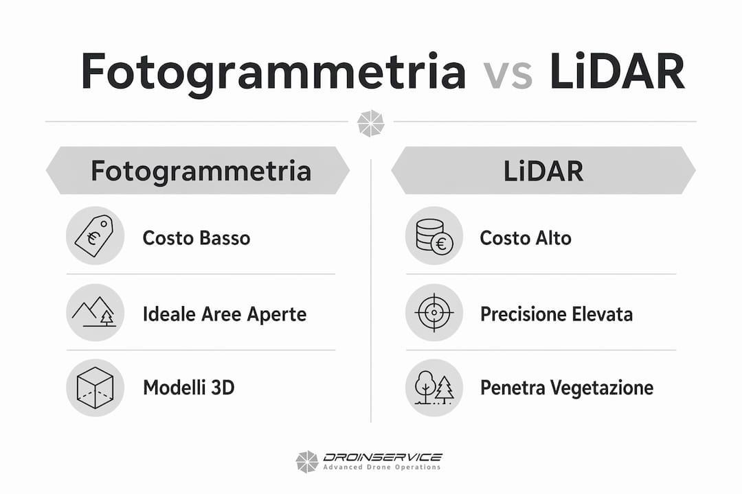 Confronto visivo tra fotogrammetria e tecnologia LiDAR