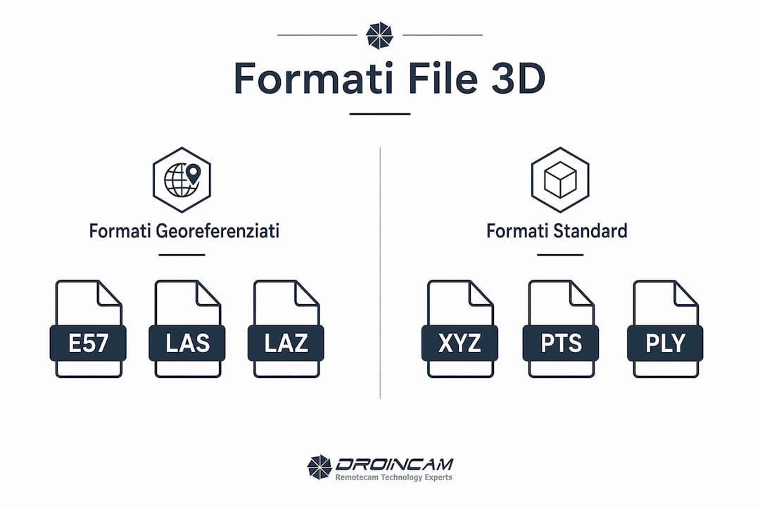 Infografica comparativa sui principali formati di file per rilievi 3D
