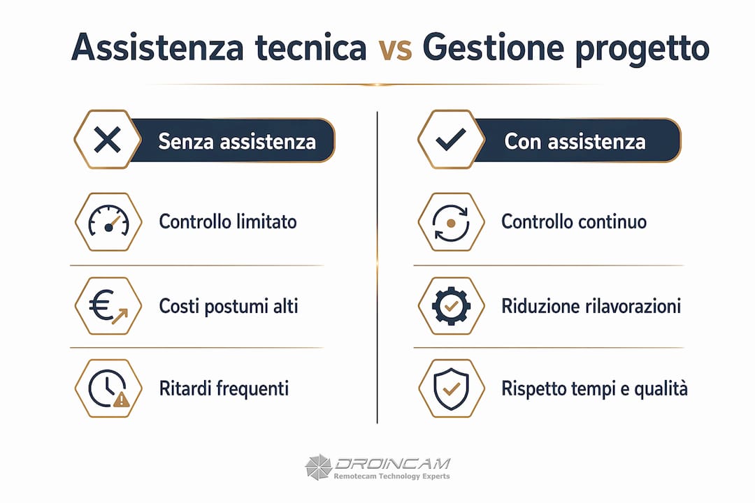 Tabella comparativa tra supporto tecnico e gestione dei progetti