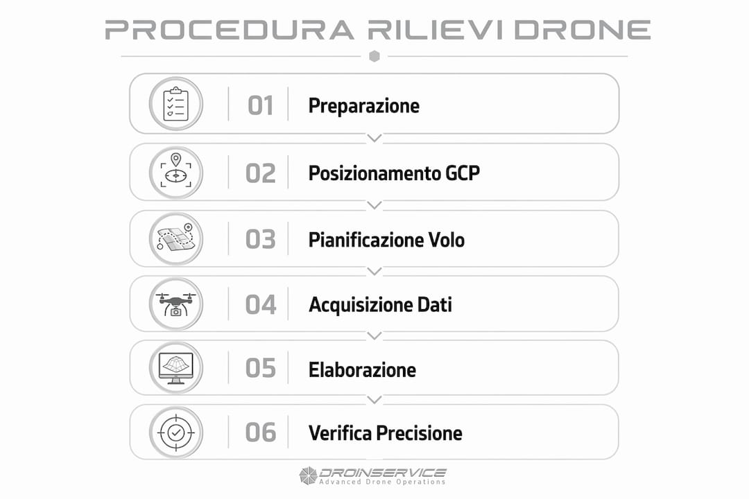 Guida illustrata alle fasi fondamentali del rilievo fotogrammetrico con drone