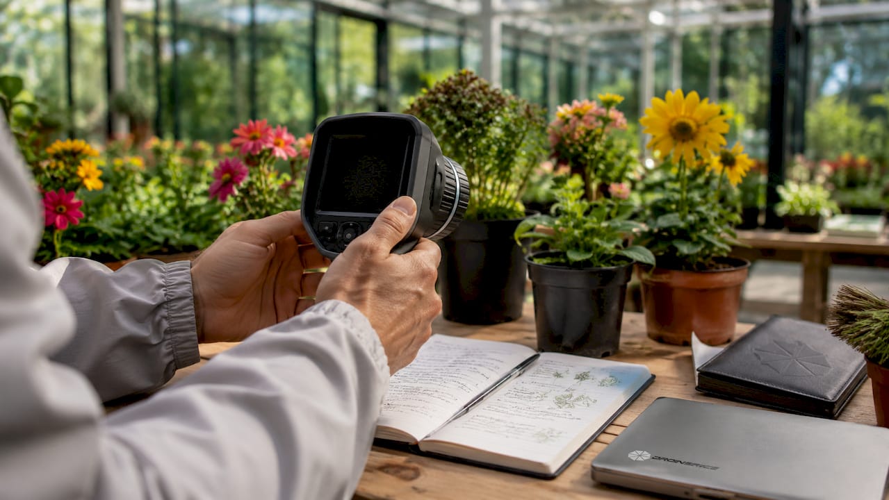 Una persona che utilizza una termocamera a infrarossi all’interno di un ufficio