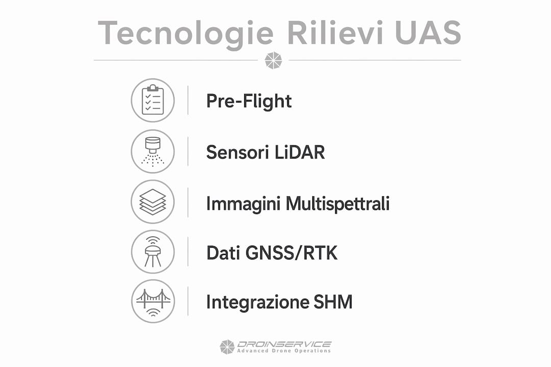 Panoramica illustrata delle soluzioni tecnologiche per il rilievo di infrastrutture tramite droni