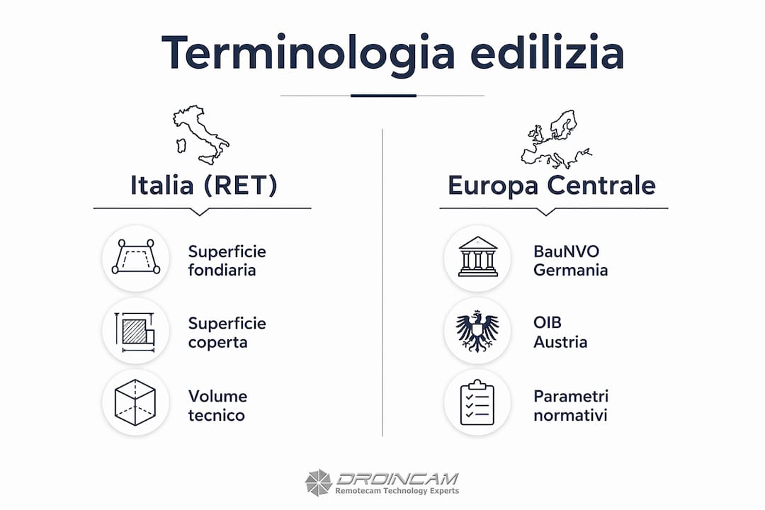 Infografica: differenze tra la terminologia edilizia italiana e quella dell’Europa centrale