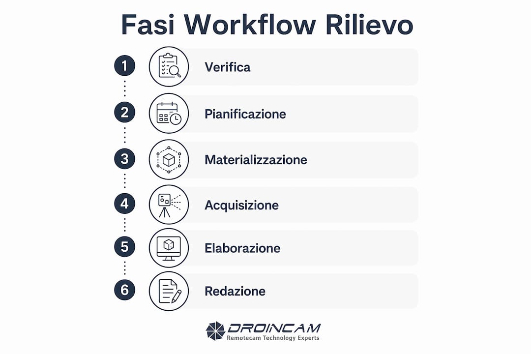 Infografica: tutte le fasi del rilievo topografico