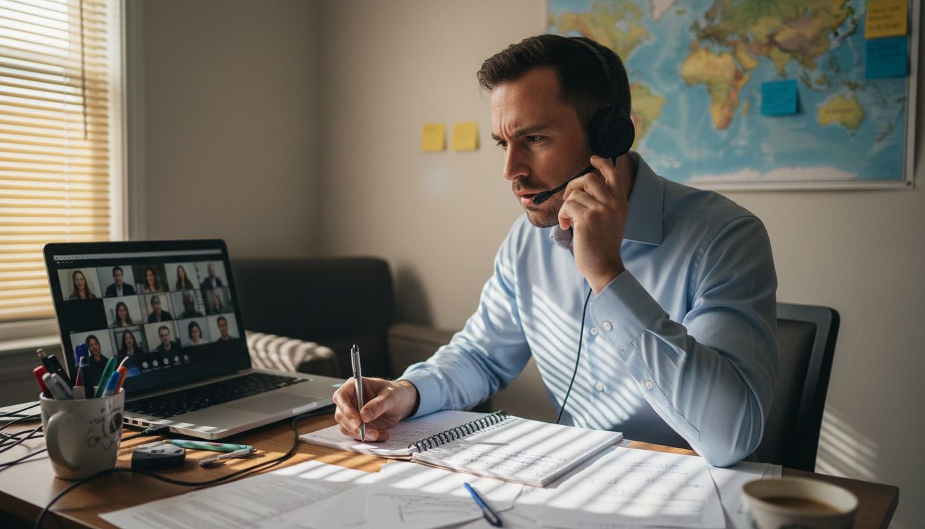 Man interviewing for online TEFL job