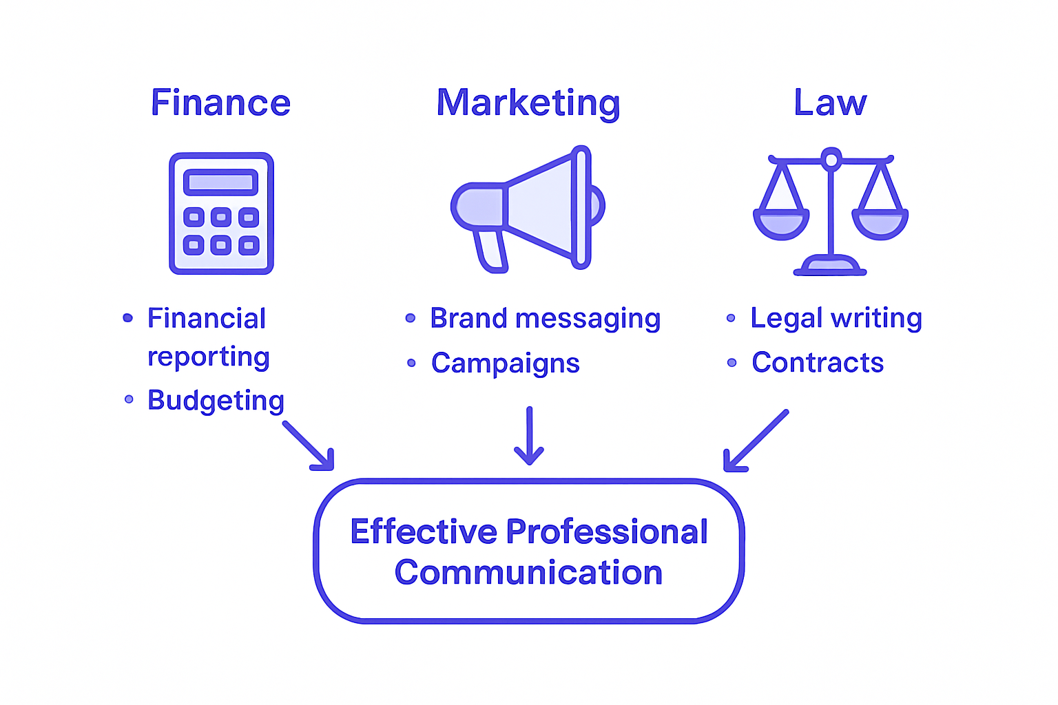 Infographic comparing business English uses by field