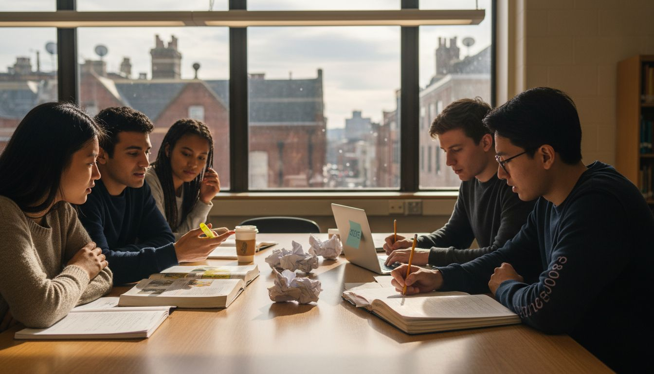 Multilingual students collaborating in group study