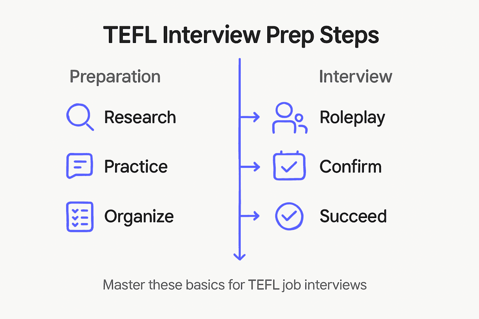 Infographic with TEFL interview preparation steps