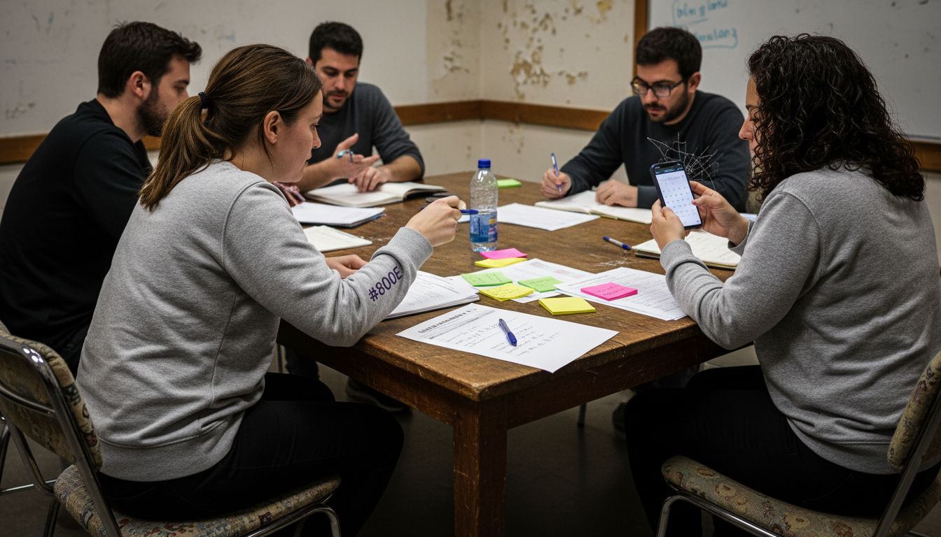 TEFL trainees planning lessons together